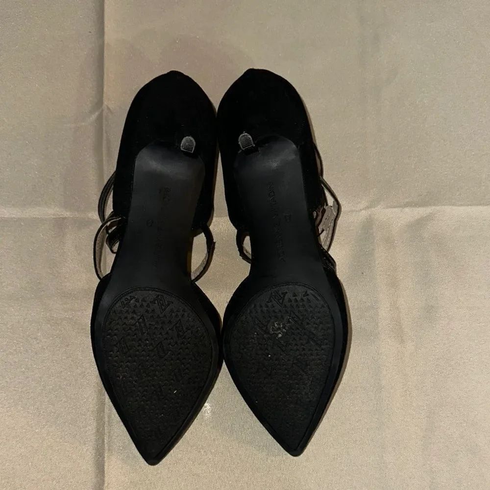Adrienne Vitadini Black Strappy Heels with Pointed Toe Size 8